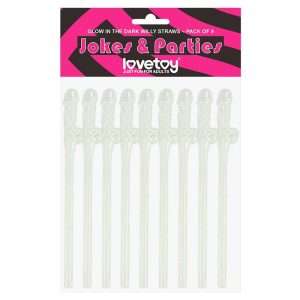 Luminous Willy Straws Pack of 9 | LOVETOY